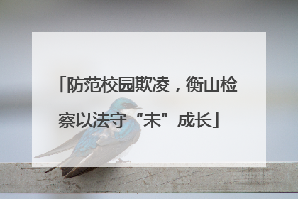 防范校园欺凌，衡山检察以法守“未”成长