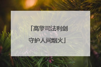 高擎司法利剑 守护人间烟火