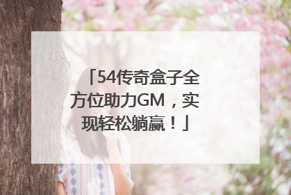 54传奇盒子全方位助力GM，实现轻松躺赢！